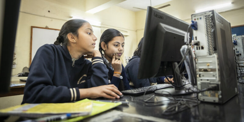 Children in a Code Club in India.