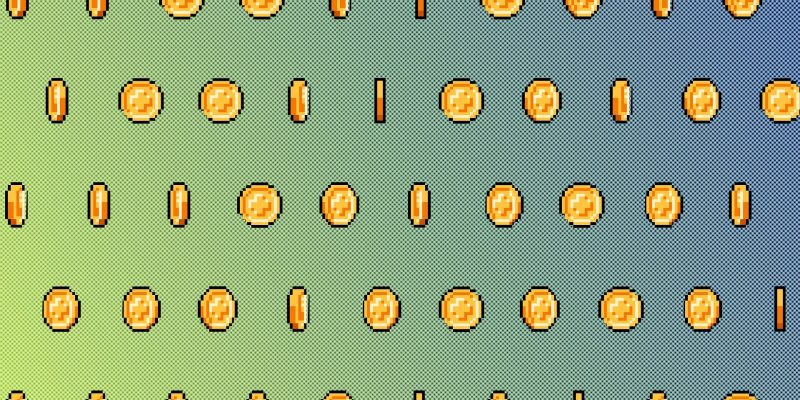 Illustration of 8-bit gold coins