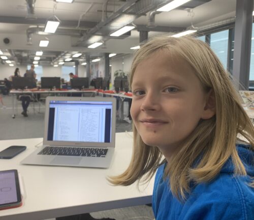 A young person at a CoderDojo uses the Raspberry Pi Foundation's Code Editor.
