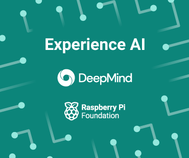 The text "Experience AI" above the DeepMind and Raspberry Pi Foundation logos