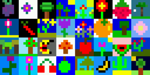 Pixel art plants.